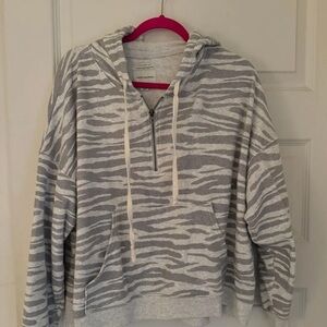 Gray and White Zebra Print Hoodie